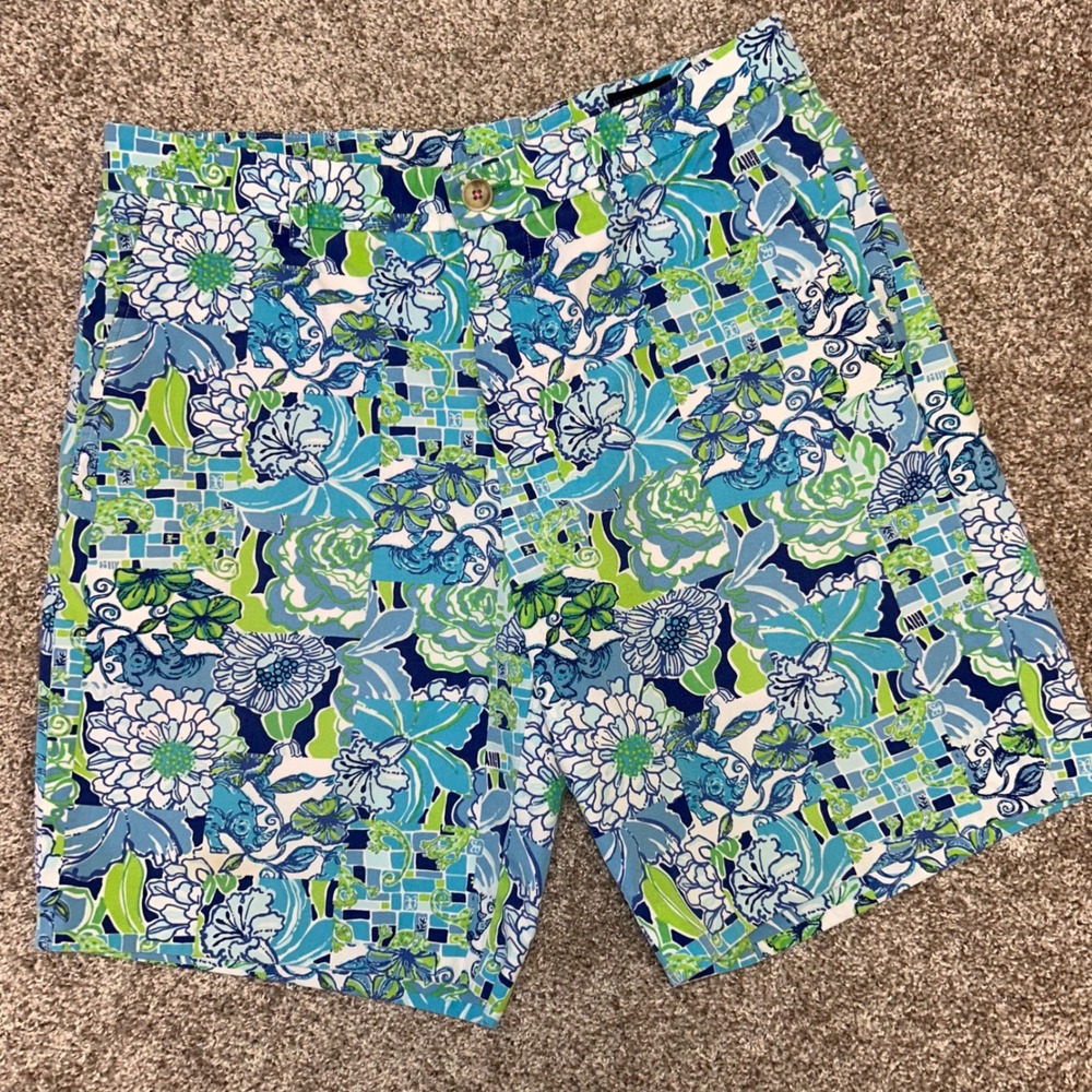 Lilly Pulitzer Via Palm Beach Everglades Short Men‎ Size 32 Blue Floral Cotton